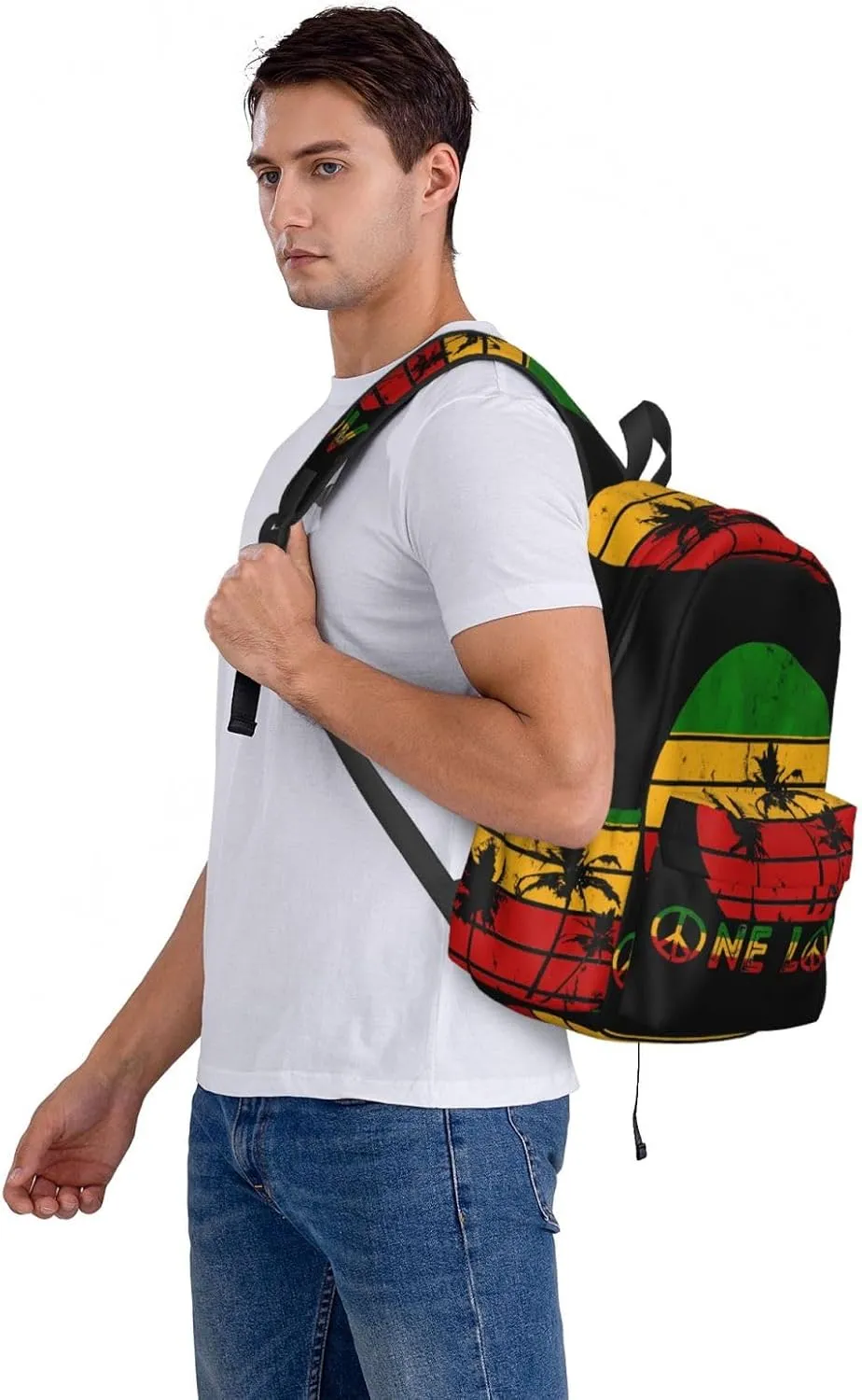 Vintage Retro Hawaiin One Loves Peace Backpack Casual Laptop Backpack Large Capacity Double Shoulder Bag Travel Daypack For Women Men