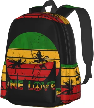Vintage Retro Hawaiin One Loves Peace Backpack Casual Laptop Backpack Large Capacity Double Shoulder Bag Travel Daypack For Women Men