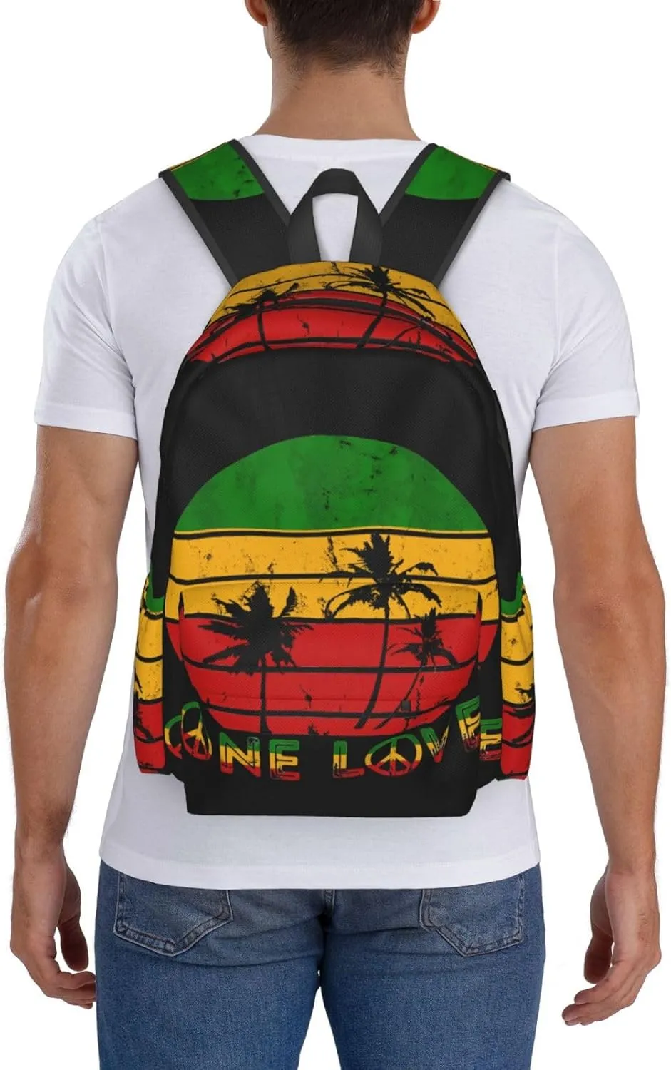Vintage Retro Hawaiin One Loves Peace Backpack Casual Laptop Backpack Large Capacity Double Shoulder Bag Travel Daypack For Women Men