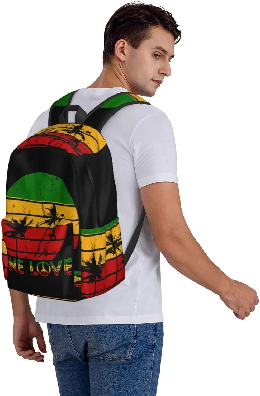 Vintage Retro Hawaiin One Loves Peace Backpack Casual Laptop Backpack Large Capacity Double Shoulder Bag Travel Daypack For Women Men