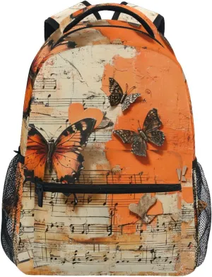 Vintage Scrapbook Paper Butterfly Backpack for Boys Girls Elementary School Bookbag Back Pack 202c0994