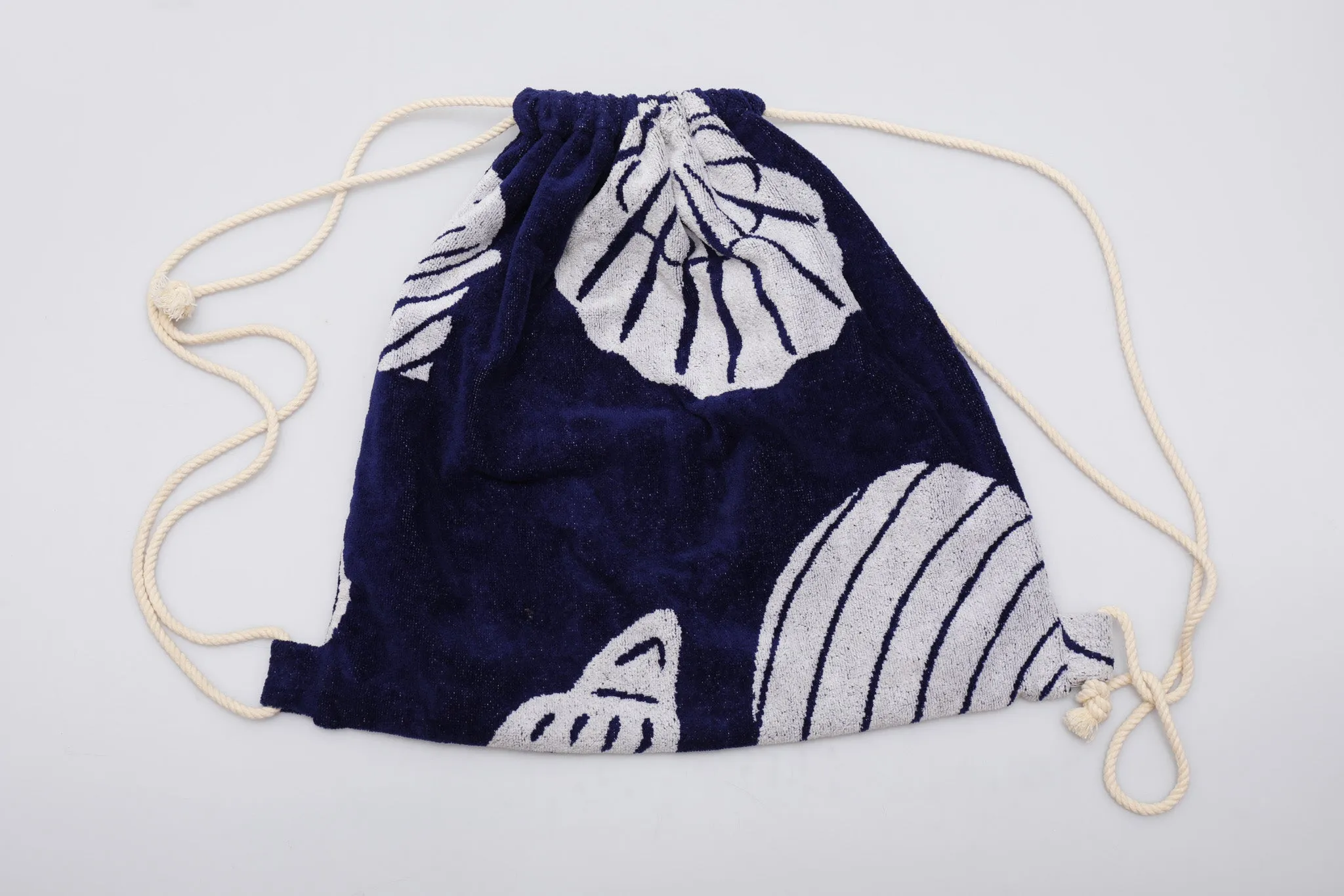 Vintage Towel Drawstring Back Pack - Navy Shells