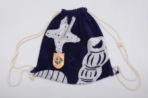 Vintage Towel Drawstring Back Pack - Navy Shells