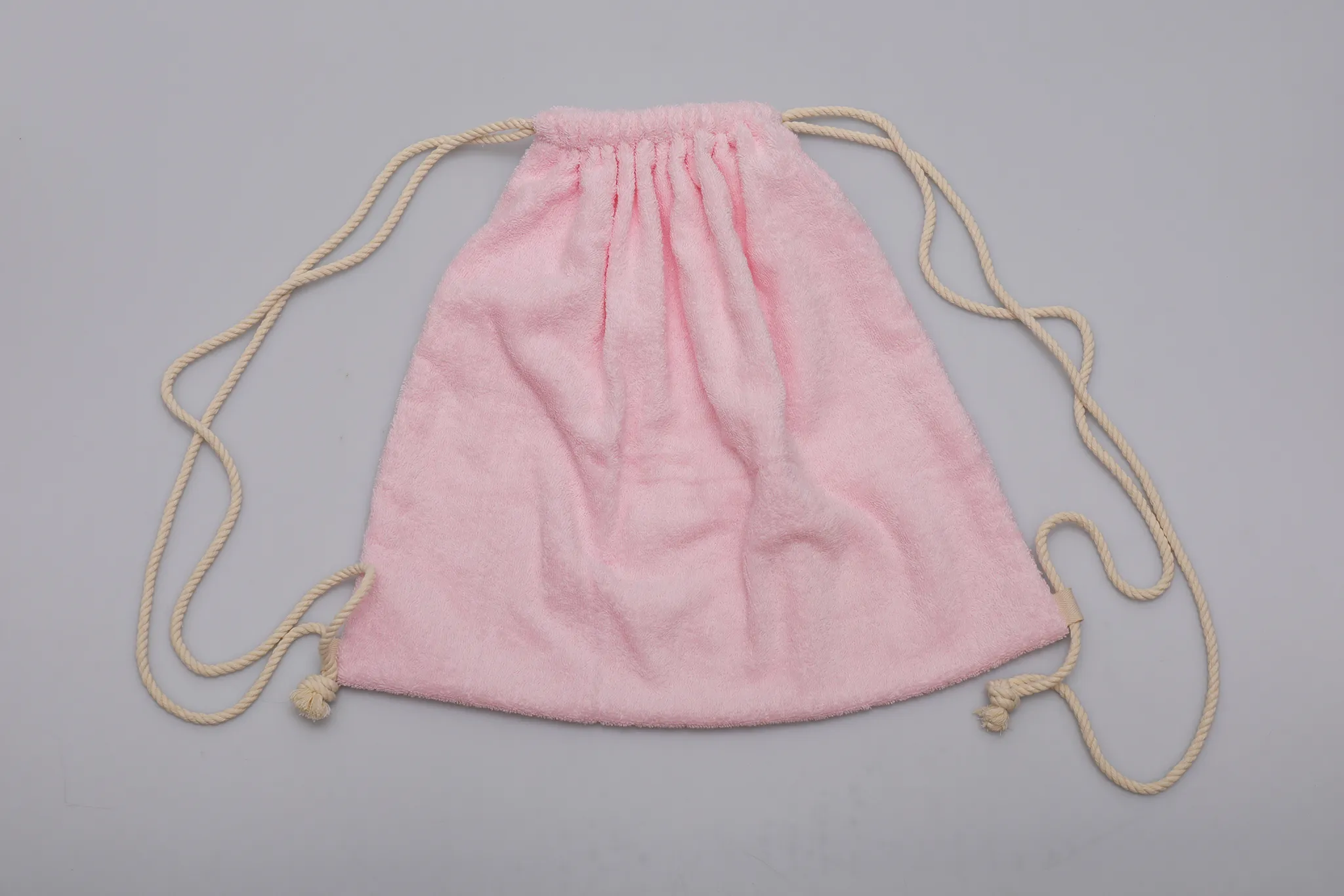 Vintage Towel Drawstring Back Pack - Pink Banksia