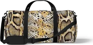 Vintage Trendy Abstract Yellow Black Snakeskin Sports Bag Tote Bag Waterproof Gym Bag with Shoulder Strap Zipper 2 Side Pockets for Men and Women, Travel and Storage Shoulder Bag.