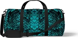 Vintage Trendy Green Black Python Snakeskin Sports Bag Tote Bag Waterproof Gym Bag with Shoulder Strap Zipper 2 Side Pockets for Men and Women, Travel and Storage Shoulder Bag.