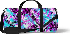 Vintage Trendy Pink Blue Snakeskin Sports Bag Tote Bag Waterproof Gym Bag with Shoulder Strap Zipper 2 Side Pockets for Men and Women, Travel and Storage Shoulder Bag.