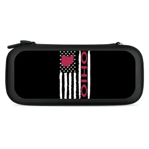 Vintage USA Ohio Map Flag Compatible with Switch Carrying Case Hard Travel Game Bag Pouch with 15 Games Accessories Black-Style