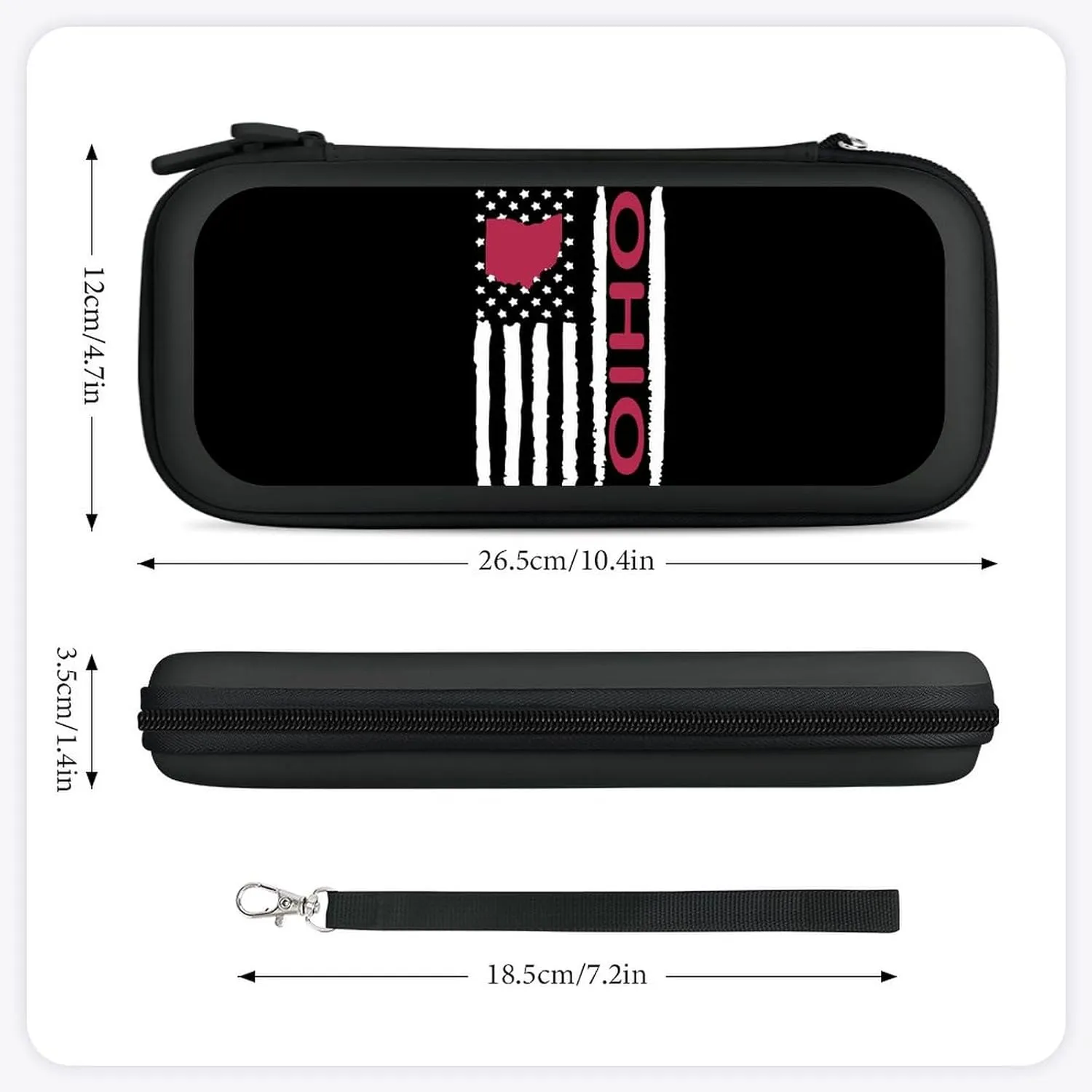 Vintage USA Ohio Map Flag Compatible with Switch Carrying Case Hard Travel Game Bag Pouch with 15 Games Accessories Black-Style