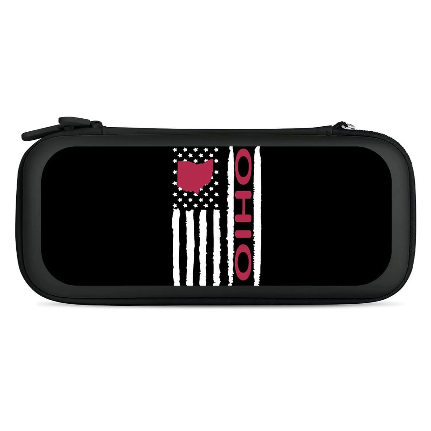 Vintage USA Ohio Map Flag Compatible with Switch Carrying Case Hard Travel Game Bag Pouch with 15 Games Accessories Black-Style
