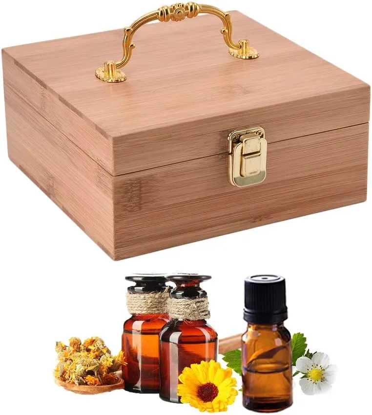 VolksRose Essential Oil Box Organizer, Premium Multi-Tray Essential Oils Storage Container Holds 25 Bottles, Natural Bamboo Aromatherapy Holder Carrying Case (5mL - 20mL) #ob11