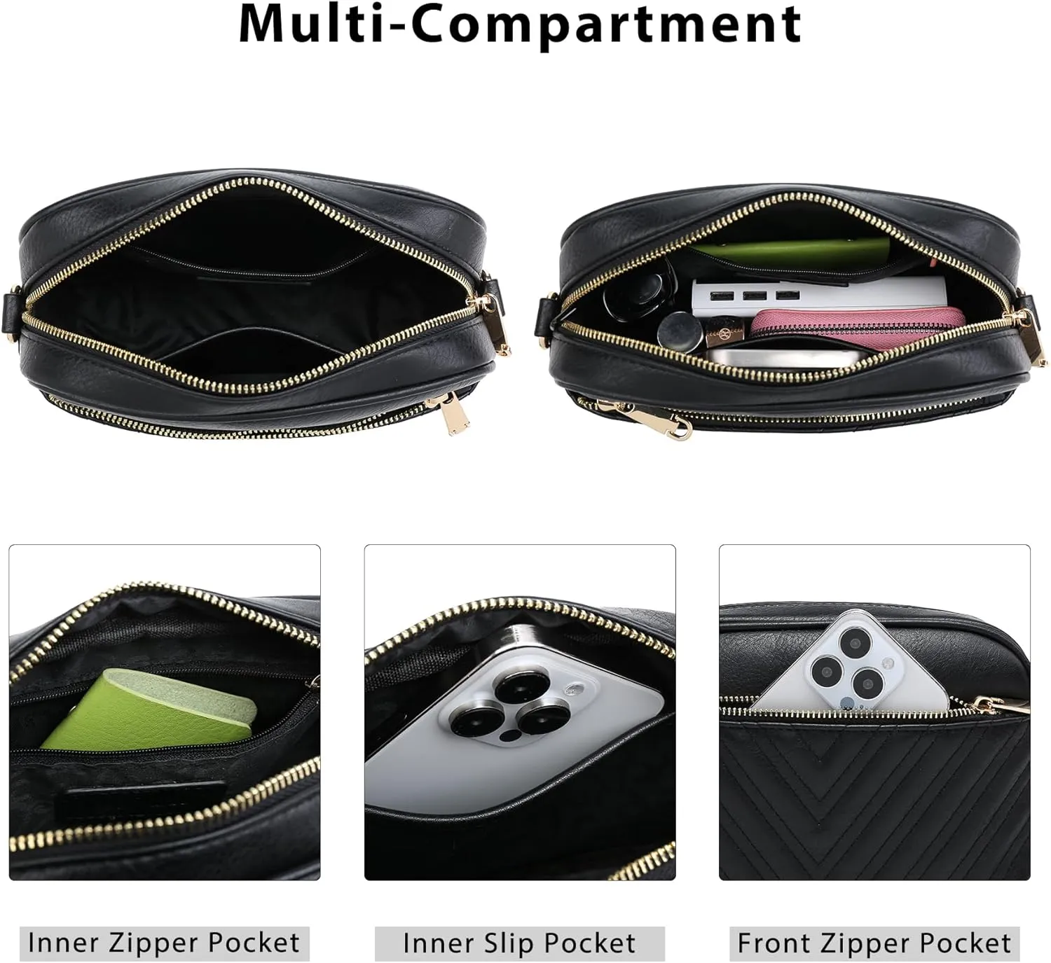 VONMAY Crossbody Purse for Women Quilted Crossbody Bags Vegan Leather Purses Small Shoulder Handbags with Wide Strap