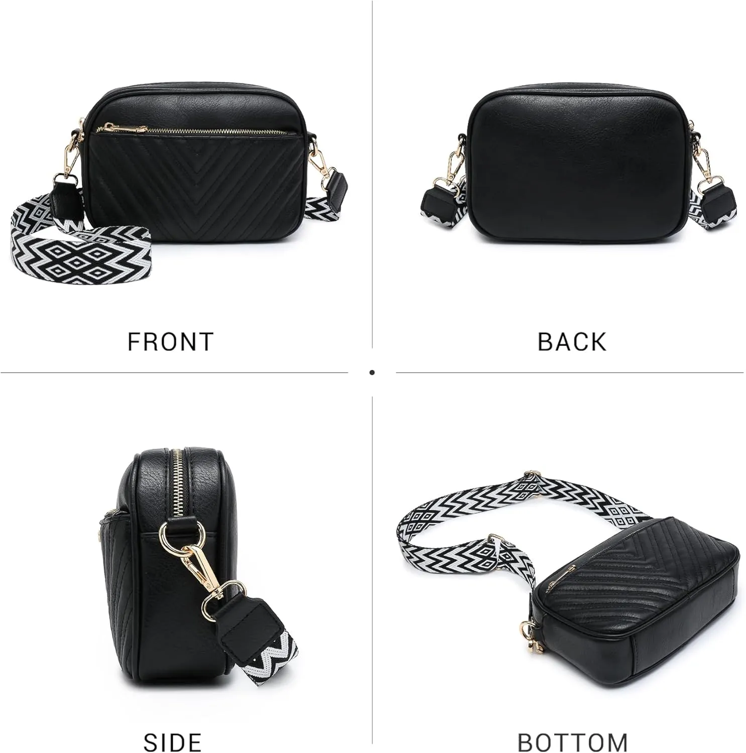 VONMAY Crossbody Purse for Women Quilted Crossbody Bags Vegan Leather Purses Small Shoulder Handbags with Wide Strap