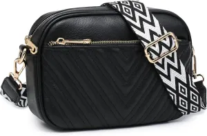 VONMAY Crossbody Purse for Women Quilted Crossbody Bags Vegan Leather Purses Small Shoulder Handbags with Wide Strap