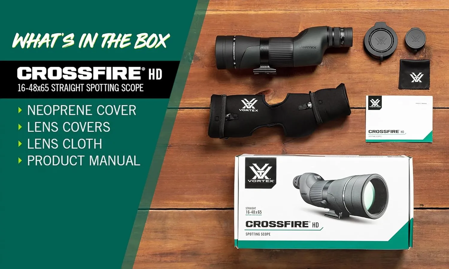 Vortex Optics Crossfire HD Spotting Scopes - HD Optical System, Wide Field of View, Helical Focus, Tripod Adaptable, Rubber Armor, Waterproof, Fogproof, Shockproof - Unlimited, Unconditional Warranty