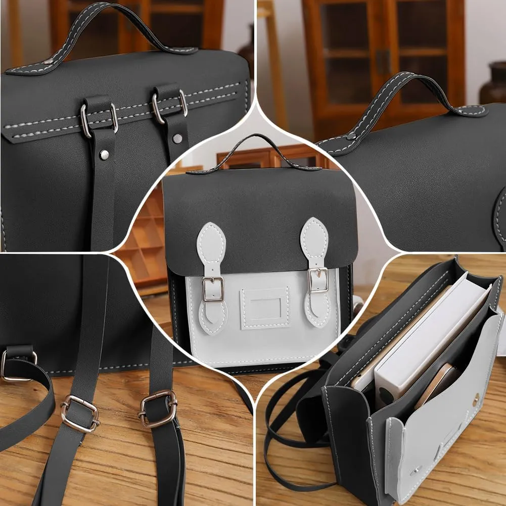 WADORN DIY PU Leather Backpack Making Kit - Complete Handmade Leather Pattern, Messenger Bag, Purse Kit - Black