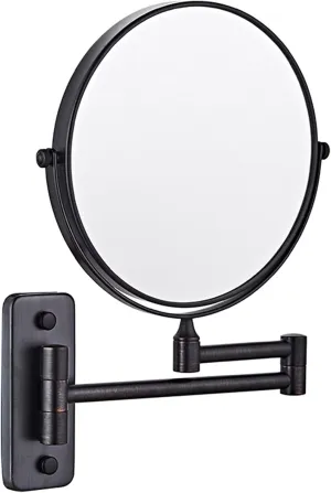 Wall Mounted Makeup Mirror, 8 inch Black Finish Double Sided Magnifying Shaving Mirror, Extendable Bathroom Round Cosmetic Vanity Mirrors,3X (Color : 10x)