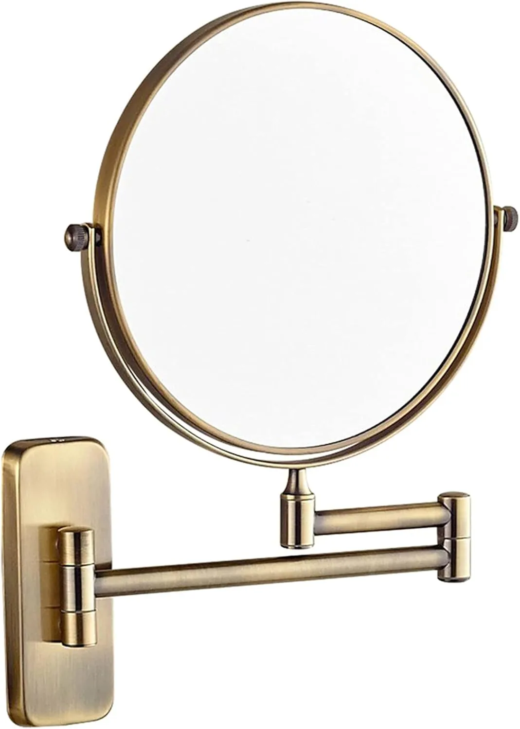 Wall Mounted Makeup Mirror, 8 inch Brass Double Sided Magnifying Shaving Mirror, Extendable Bathroom Round Cosmetic Vanity Mirrors,7X (Color : 10x)
