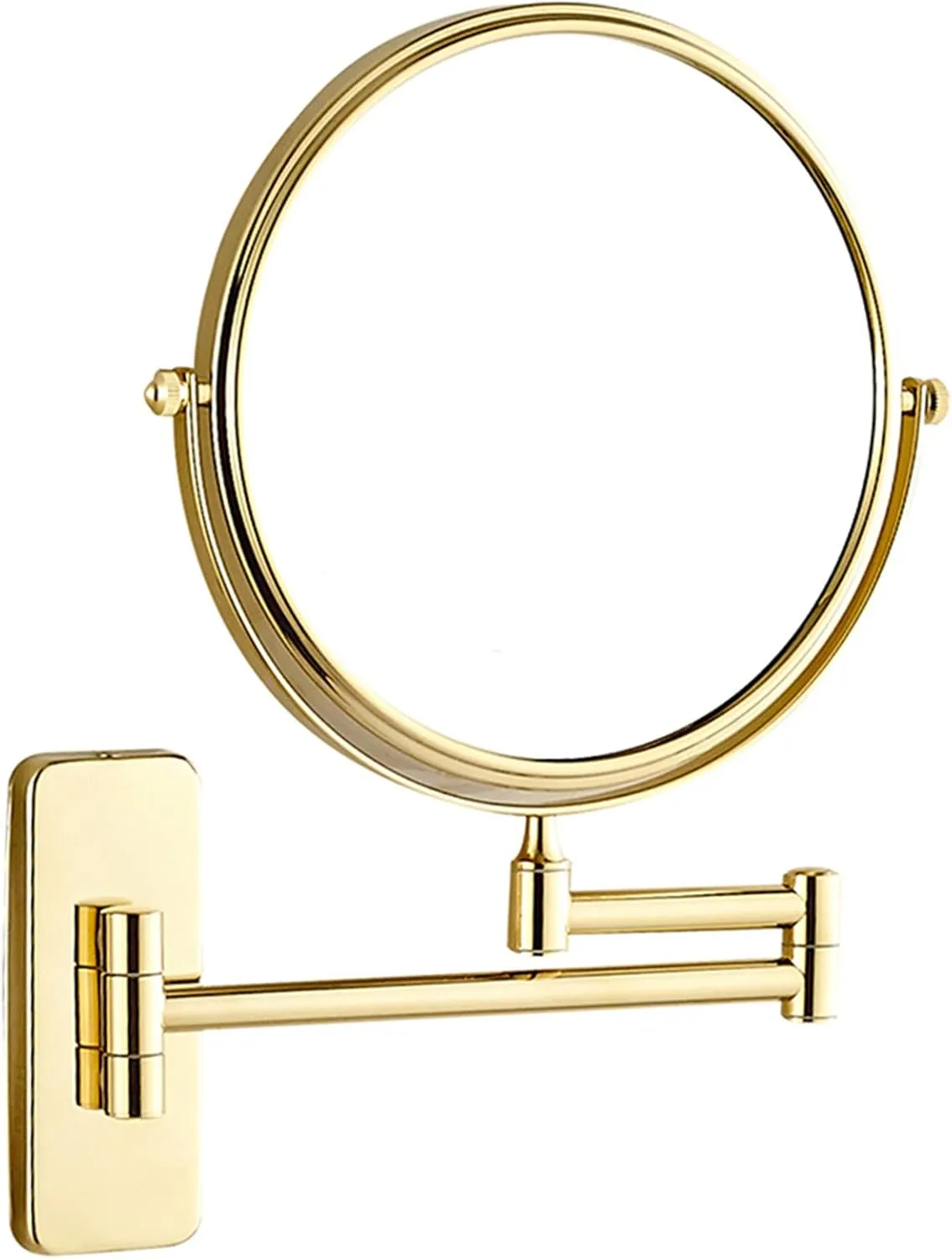 Wall Mounted Makeup Mirror, 8 inch Gold Finish Double Sided Magnifying Shaving Mirror, Extendable Bathroom Round Cosmetic Vanity Mirrors,7X (Color : 7X)