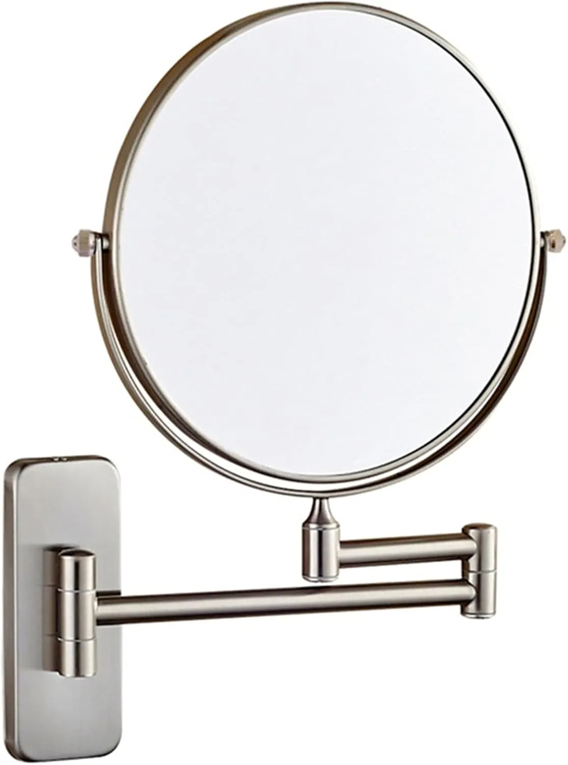 Wall Mounted Makeup Mirror, 8 inch Nickel Finish Double Sided Magnifying Shaving Mirror, Extendable Bathroom Round Cosmetic Vanity Mirrors,5X (Color : 7X)
