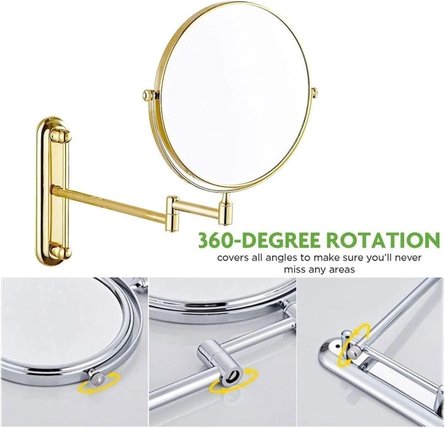 Wall Mounted Makeup Mirror, Magnifying Wall Bathroom Mirror, 360 Degree Swivel Rotation with Distortion Free View(8in,7X)