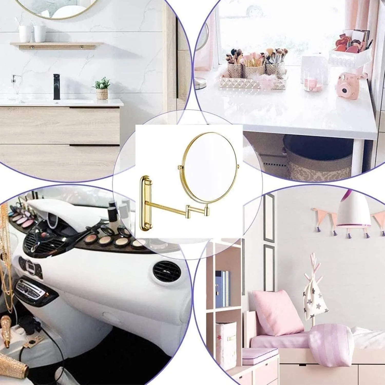 Wall Mounted Makeup Mirror, Magnifying Wall Bathroom Mirror, 360 Degree Swivel Rotation with Distortion Free View(8in,7X)