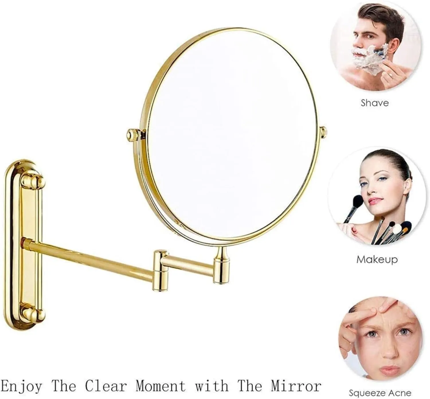 Wall Mounted Makeup Mirror, Magnifying Wall Bathroom Mirror, 360 Degree Swivel Rotation with Distortion Free View(8in,7X)