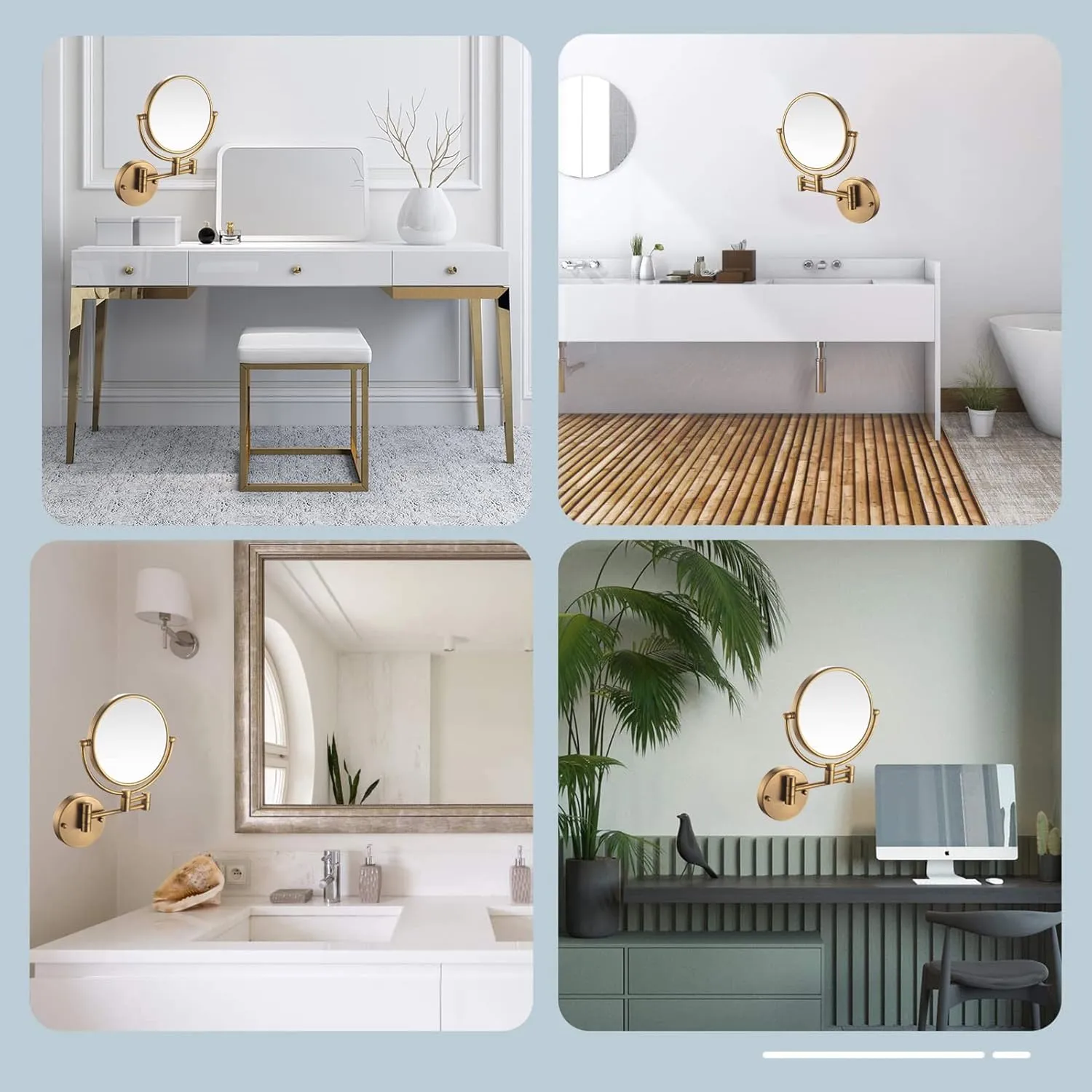 Wall Mounted Makeup Mirror, Wall Mounted Makeup Mirror with Magnification, 8 Inch 360°Rotatable Double Sided Vanity Magnifying Mirror for Bathroom (Bronzed 3X)