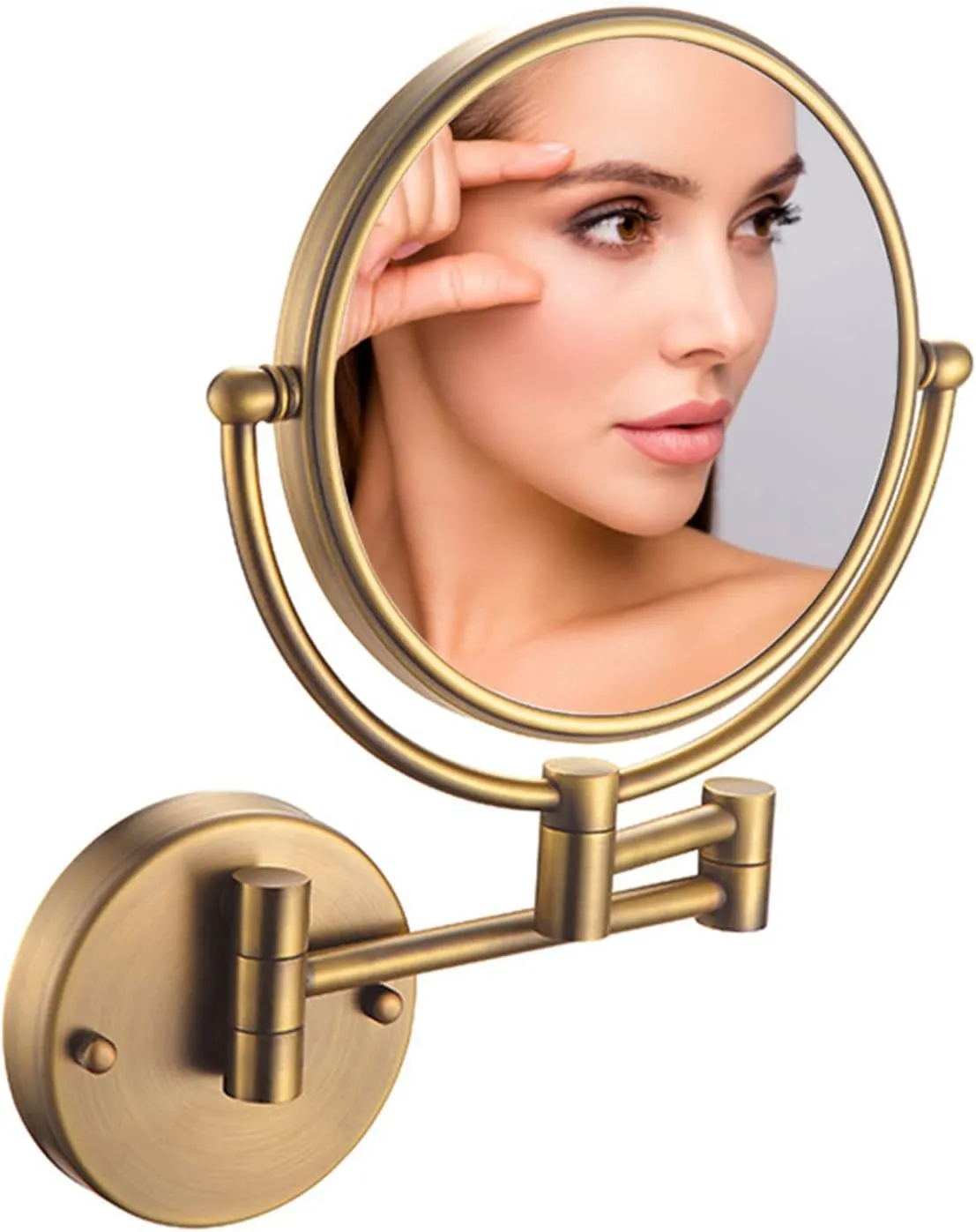 Wall Mounted Makeup Mirror, Wall Mounted Makeup Mirror with Magnification, 8 Inch 360°Rotatable Double Sided Vanity Magnifying Mirror for Bathroom (Bronzed 3X)