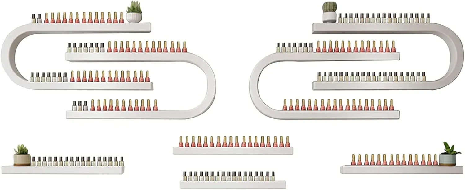 Wall Mounted Shelf, U-Shaped Nail Polish & Essential Oil Display Rack, Multifunctional Organizer for Salon & Beauty Use, 8-Piece Set, Perfect for Perfume Storage