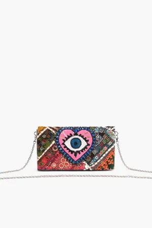 Watch Over Me Evil Eye Denim Clutch