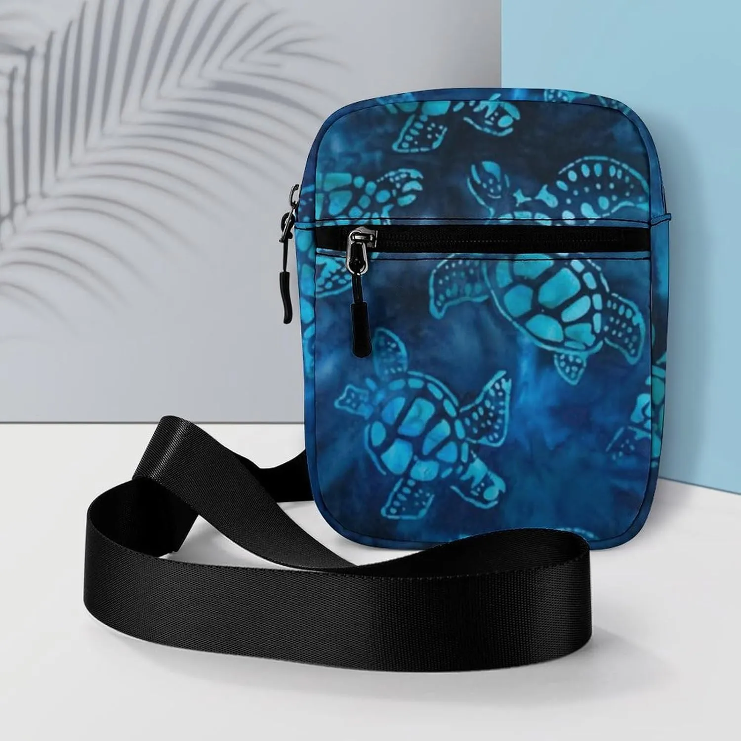 Watercolor Blue Sea Turtle Crossbody Bag Small Shoulder Bag Waterproof, Lightweight And Convenient