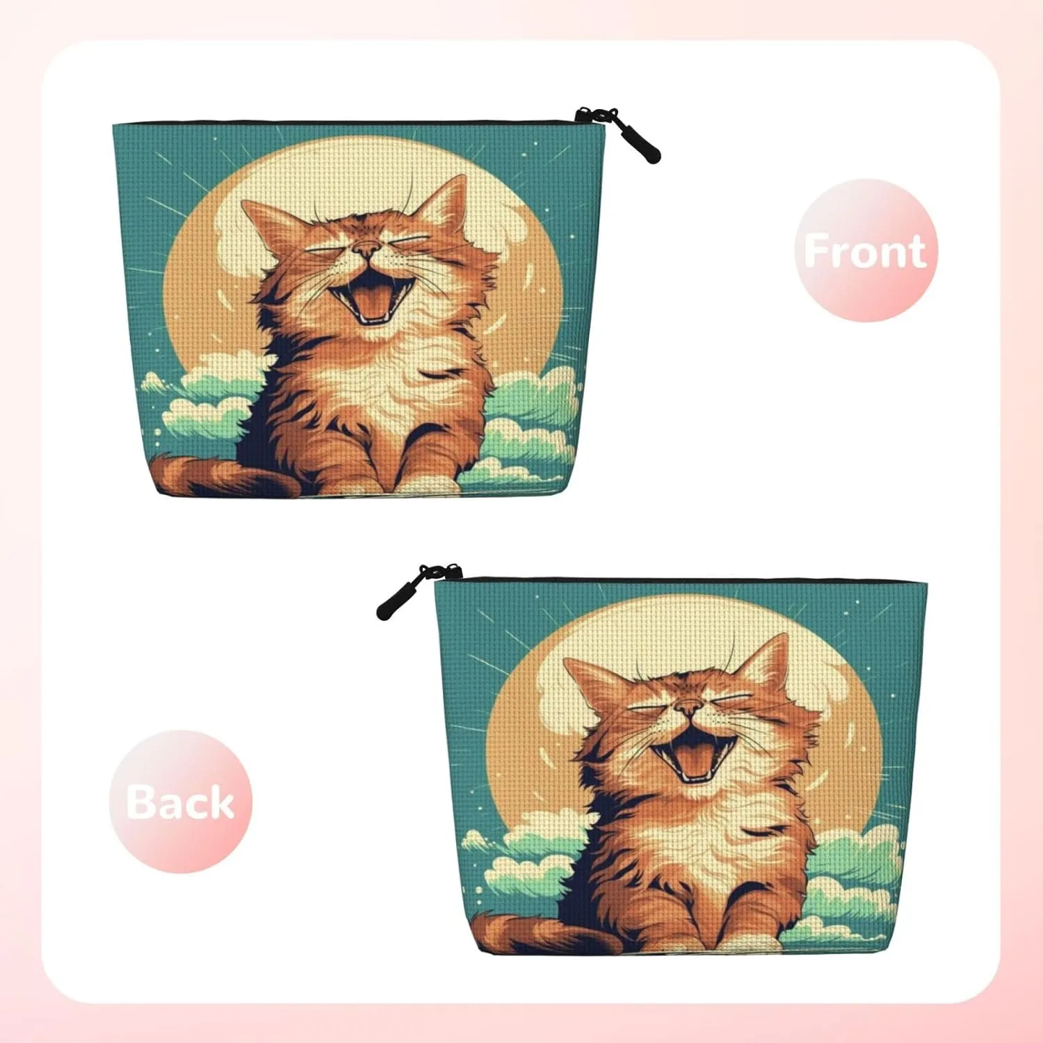 Wave Cat Series Makeup Bag Birthday Gift Mother'S Day Gifts Are The Internal Capacity Is Large Light And Cute Suitable For Daily Life Travel Etc