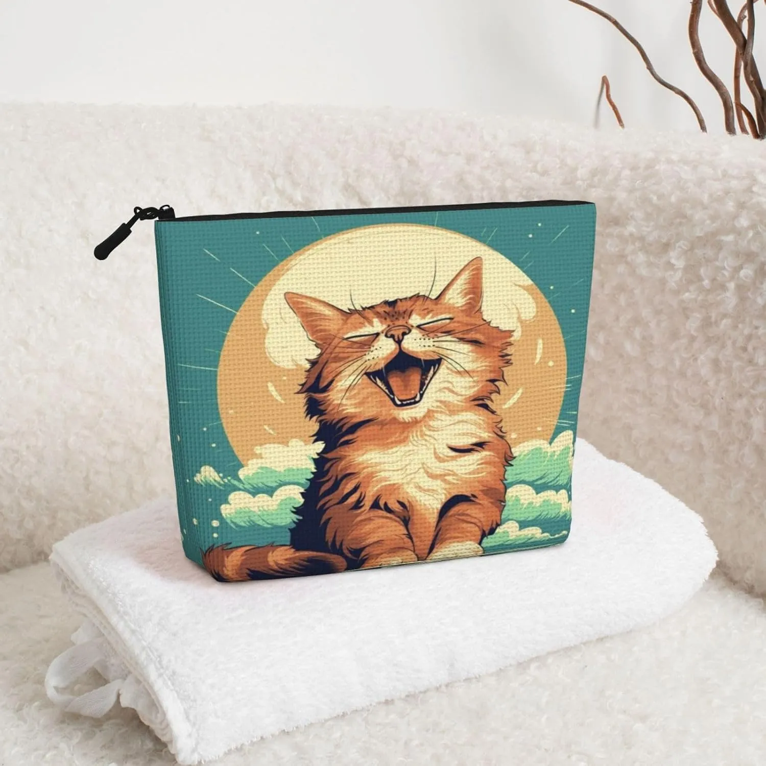 Wave Cat Series Makeup Bag Birthday Gift Mother'S Day Gifts Are The Internal Capacity Is Large Light And Cute Suitable For Daily Life Travel Etc