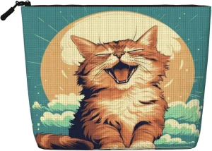 Wave Cat Series Makeup Bag Birthday Gift Mother'S Day Gifts Are The Internal Capacity Is Large Light And Cute Suitable For Daily Life Travel Etc