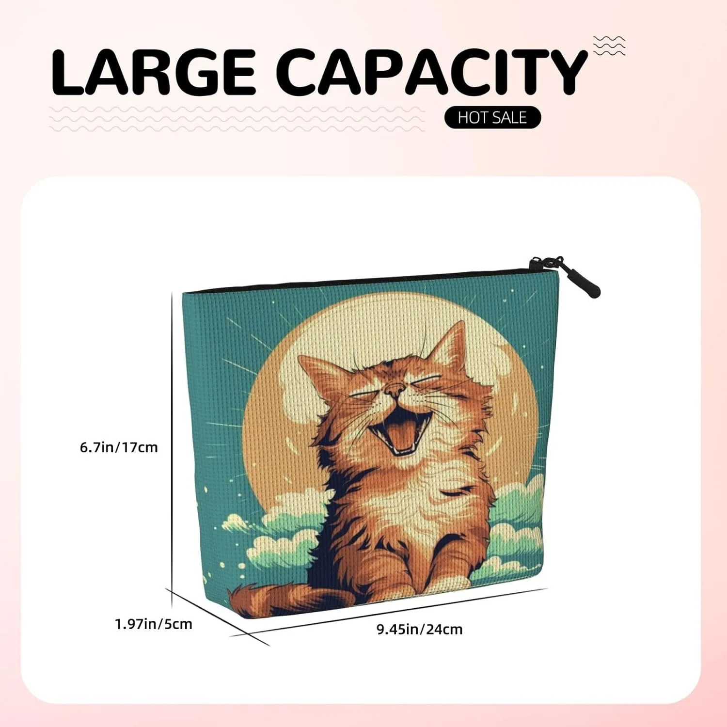 Wave Cat Series Makeup Bag Birthday Gift Mother'S Day Gifts Are The Internal Capacity Is Large Light And Cute Suitable For Daily Life Travel Etc