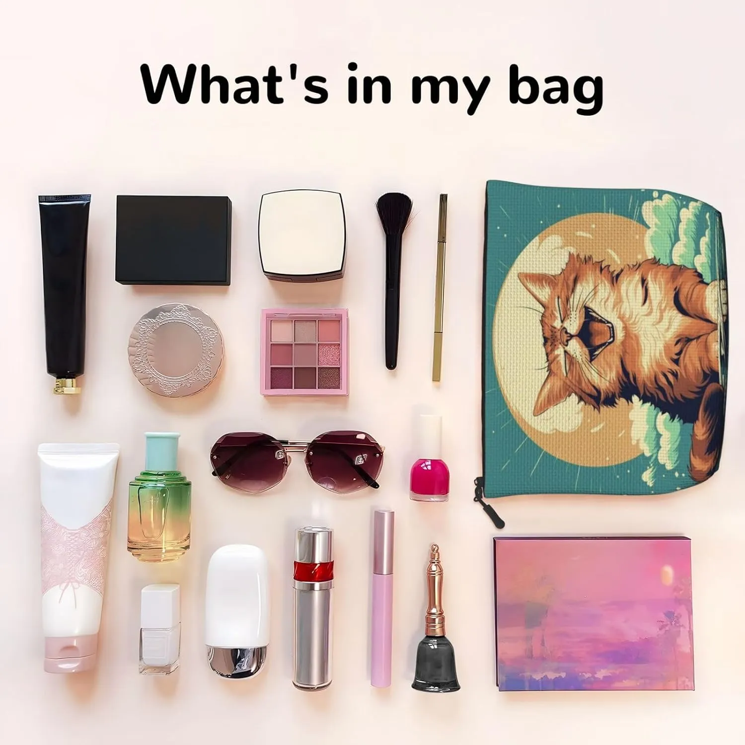 Wave Cat Series Makeup Bag Birthday Gift Mother'S Day Gifts Are The Internal Capacity Is Large Light And Cute Suitable For Daily Life Travel Etc