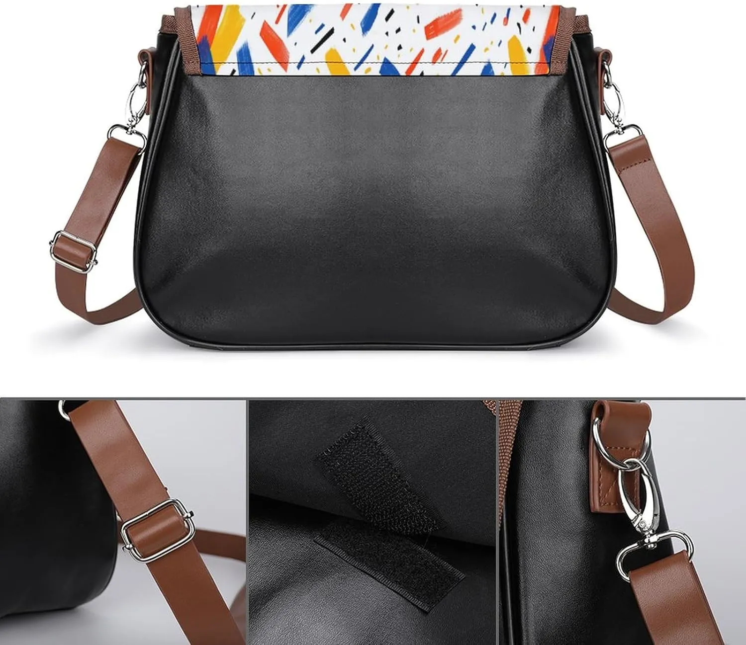 Wave Pattern Crossbody Bag Retro Leather Crossbody Bag,flapover Crossbody Bag,crossover Shoulder Bag with Adjustable Strap