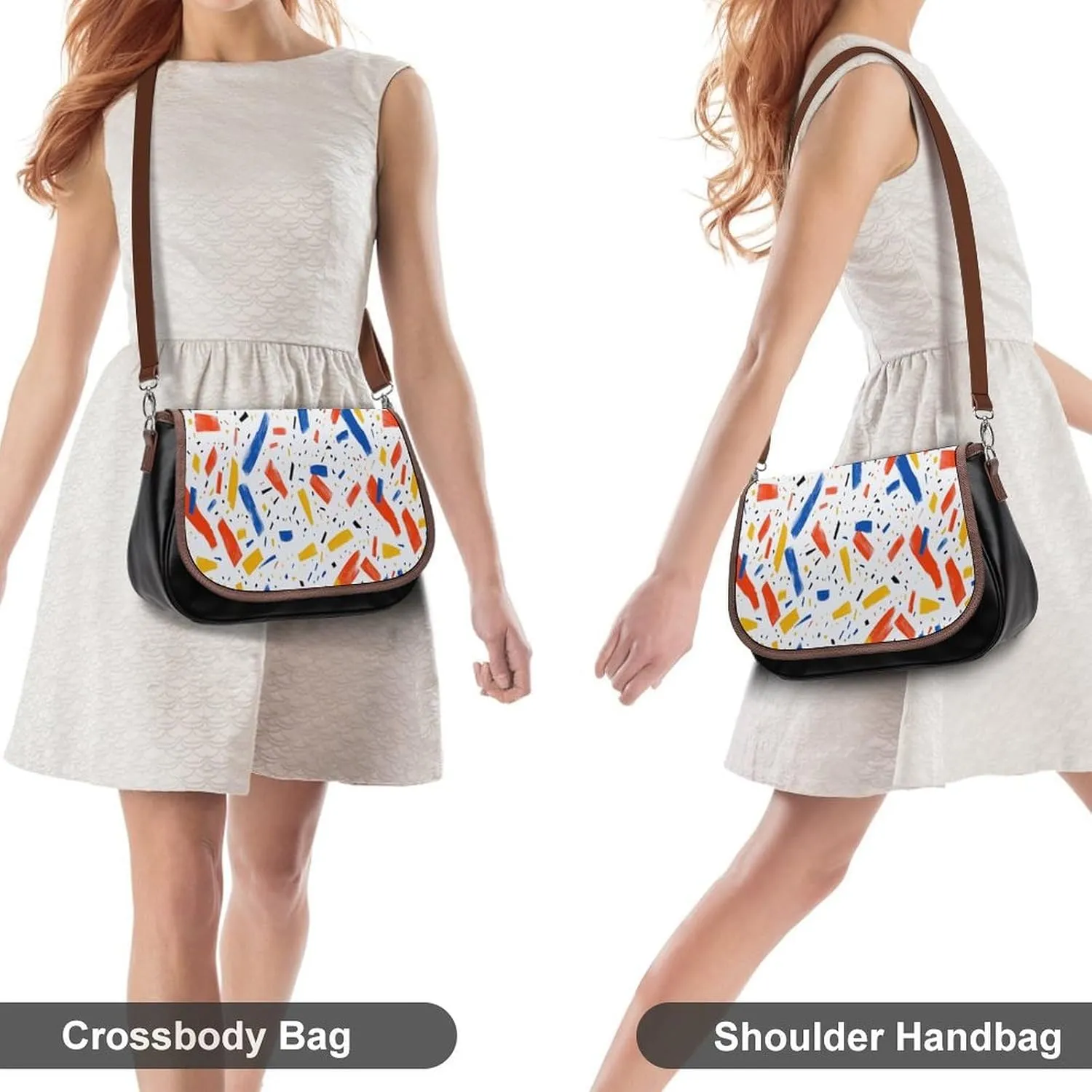 Wave Pattern Crossbody Bag Retro Leather Crossbody Bag,flapover Crossbody Bag,crossover Shoulder Bag with Adjustable Strap
