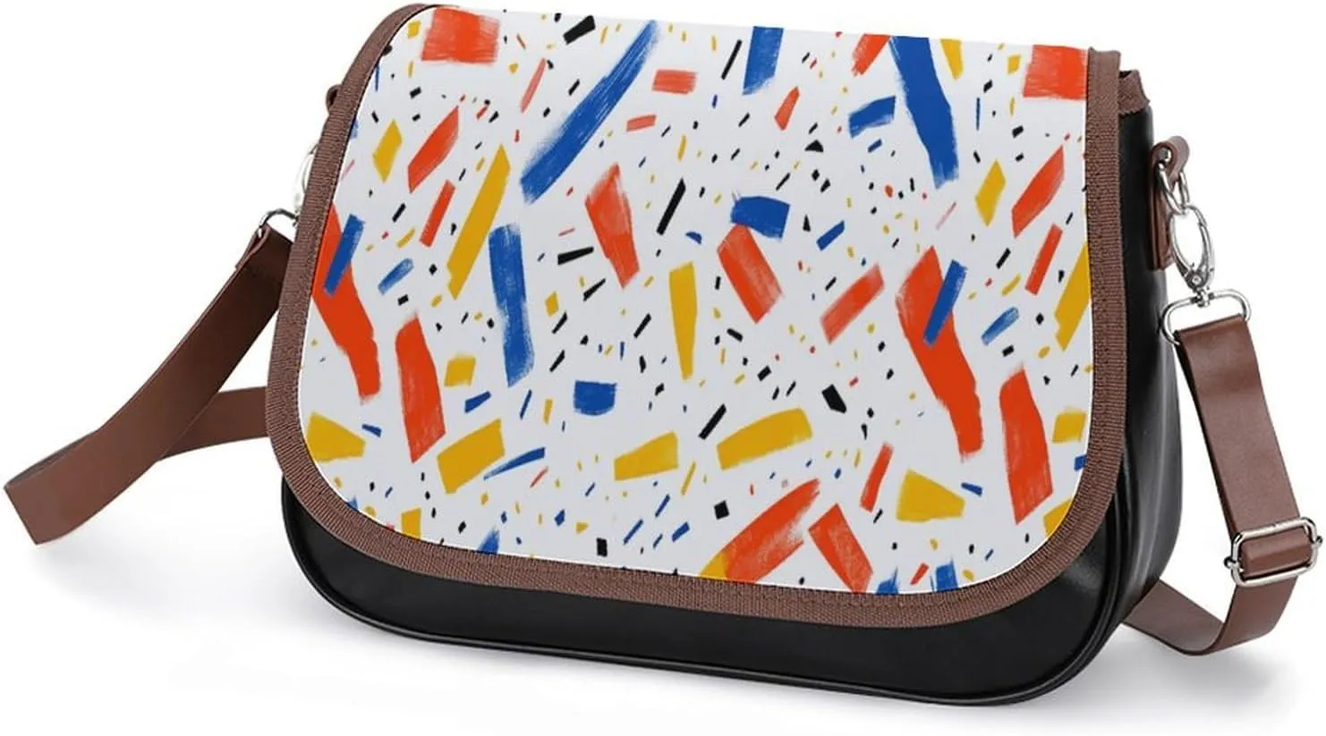 Wave Pattern Crossbody Bag Retro Leather Crossbody Bag,flapover Crossbody Bag,crossover Shoulder Bag with Adjustable Strap