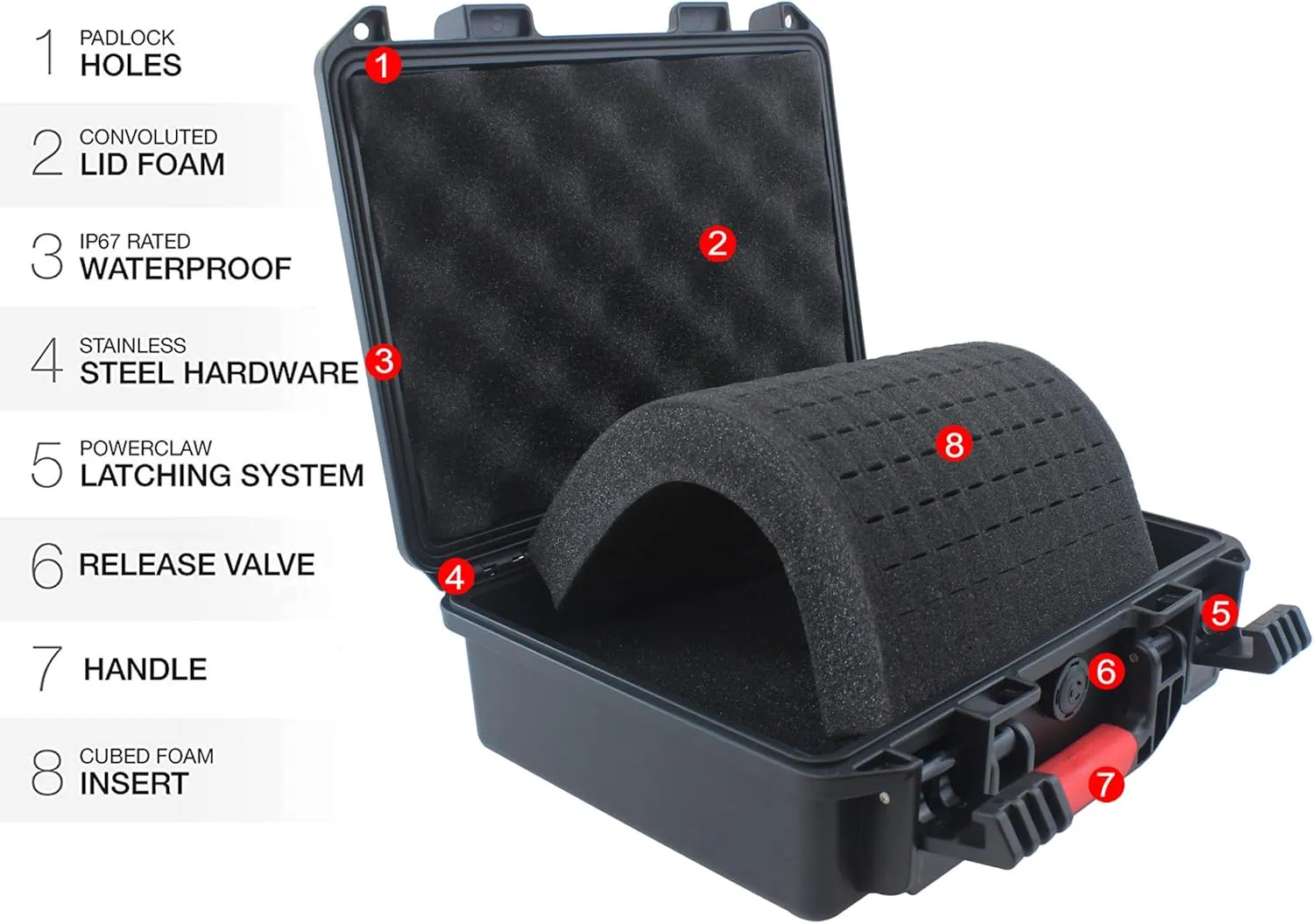 Weatherproof/Shockproof IP67 Carrying Hard Case with Customizable Foam for Pistol, GoPro, Camera Accessories, Equipment, Electronics, and Gear, Black - Exterior 11 x 9 x 4 Inches