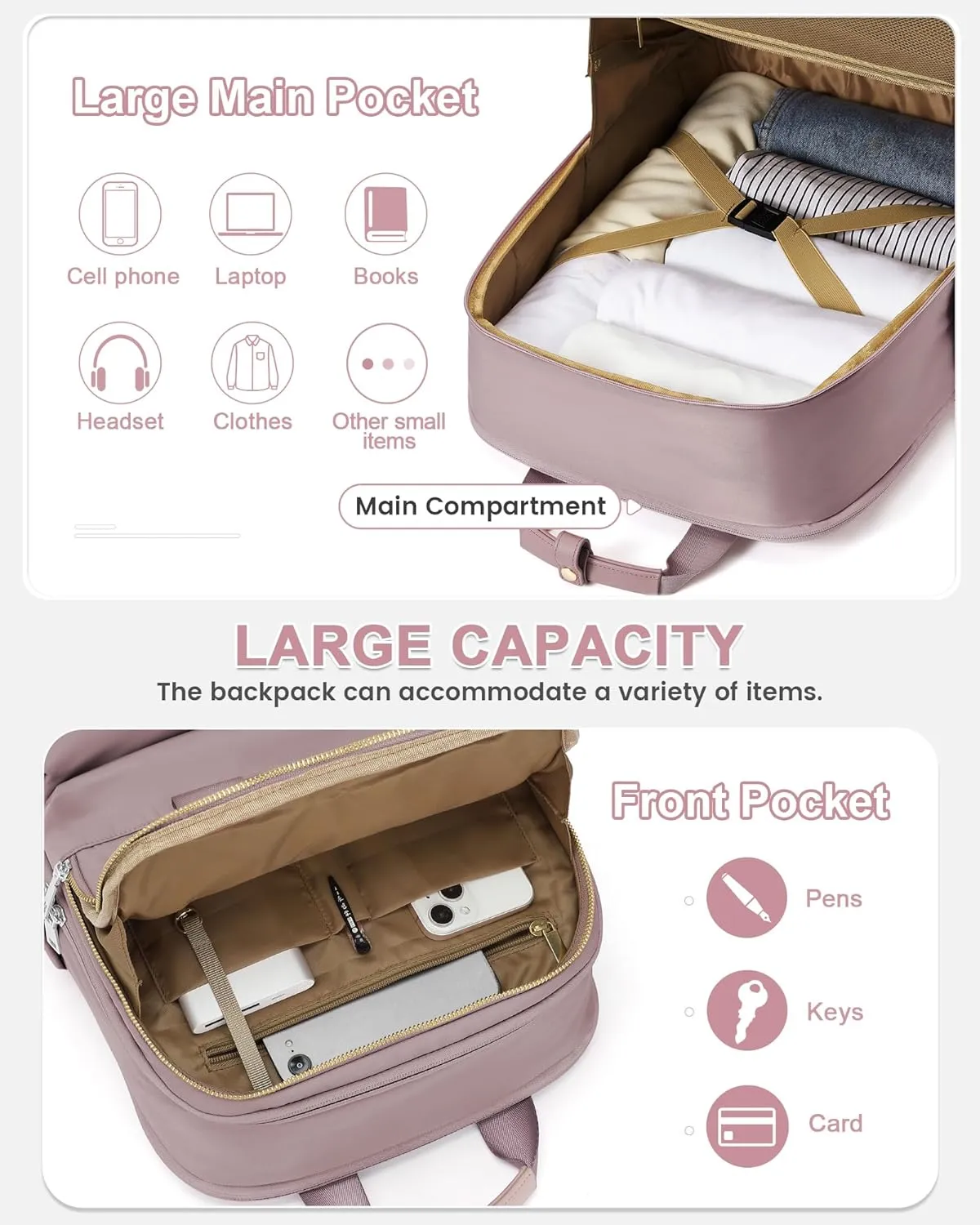 wepadre Large Travel Backpack Carry on Flight Approved Personal Item Travel Bag Carry on Backpack for Women Work Laptop Backpack for Traveling Personal Bags for Airplanes Mochila De Viaje