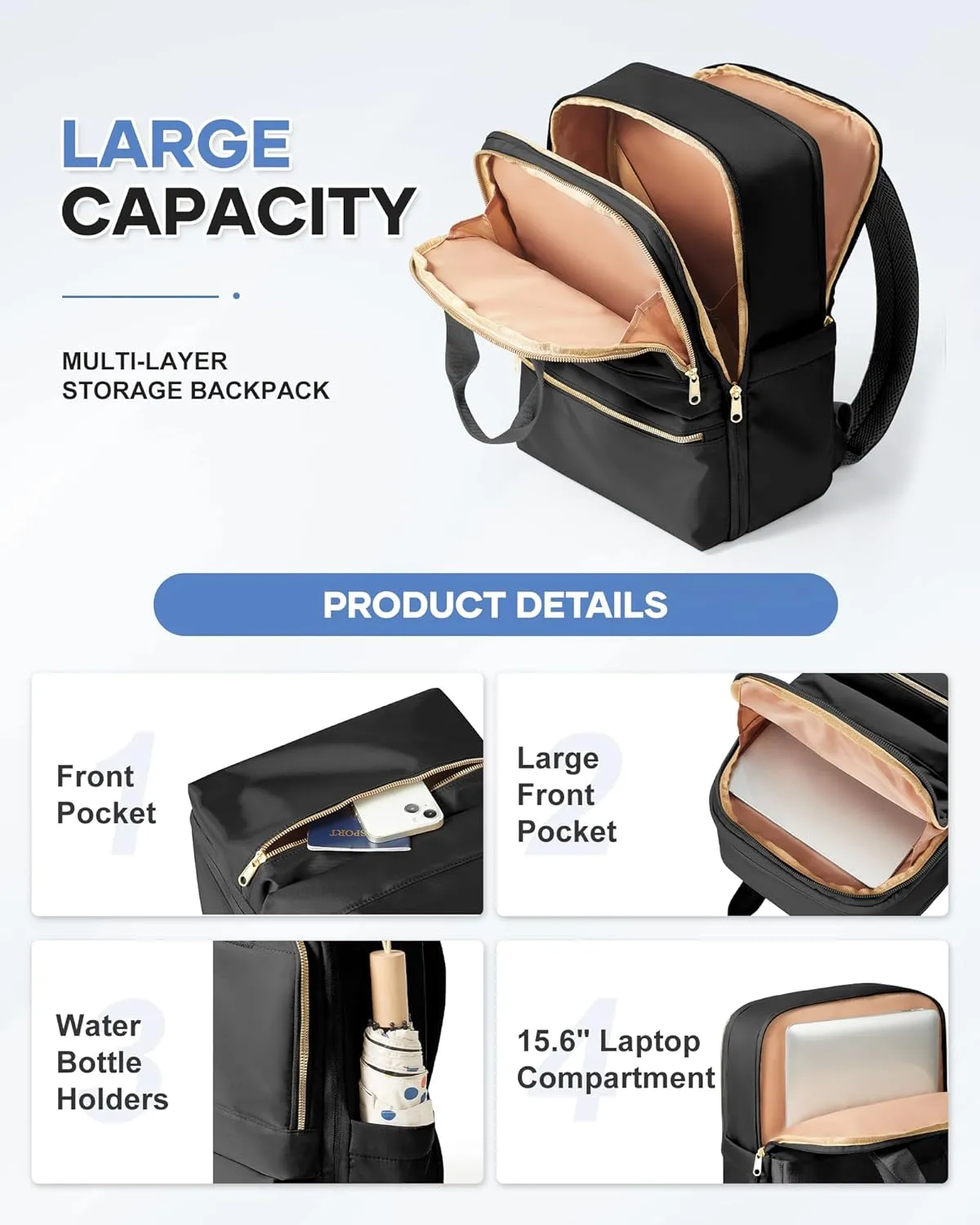 wepadre Small Travel Backpack Carry on Flight Approved Personal Item Travel Bag Carry on Backpack for Women Work Laptop Backpack for Traveling Carry on Luggage Mochila De Viaje