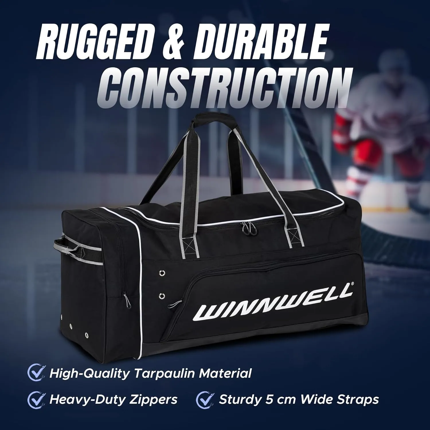 Winnwell Premium Carry Hockey Bag - Equipment Bag with Mulitple Pouches - Great for Carrying Sport Gear