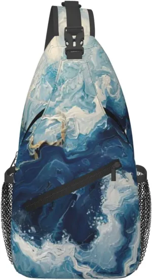 Within The Tides Print Crossbody Bag Is Suitable For Outdoor Hiking, Work, And Daily Travel