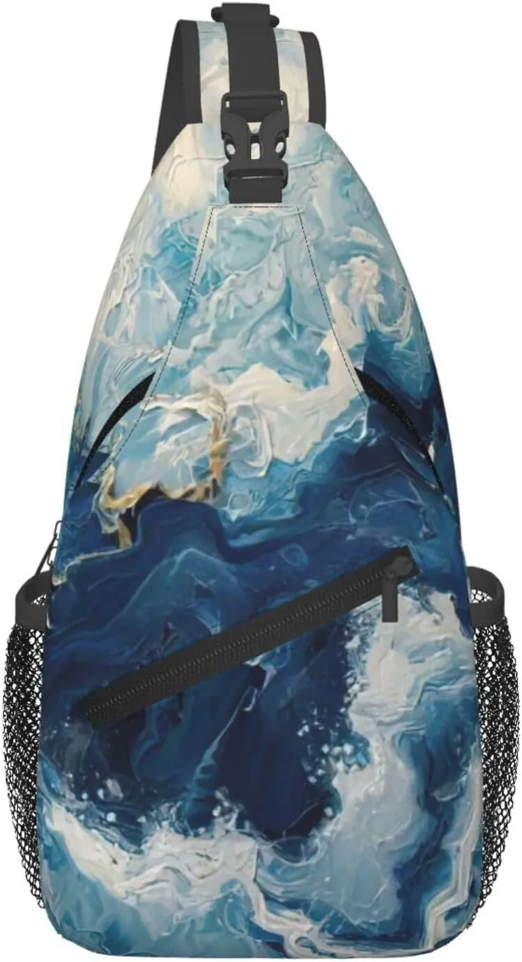 Within The Tides Print Crossbody Bag Is Suitable For Outdoor Hiking, Work, And Daily Travel