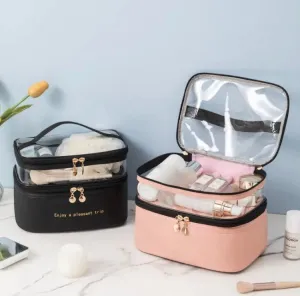 Women Double Layer Cosmetic Bag