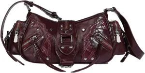 Women Rivets Shoulder Bag Retro Armpit Bag Multi-Pockets Handbag All-Matching Crossbody Bag Commuting Bag for Everyday