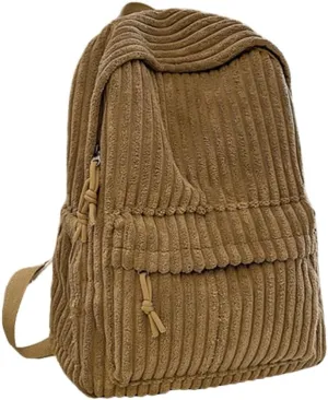 Women's Corduroy Backpack Shoulder Bag - Vintage Bookbag Shoulder Bag Mori Kei Aesthetic Large Capacity Travel Daily (Khaki)