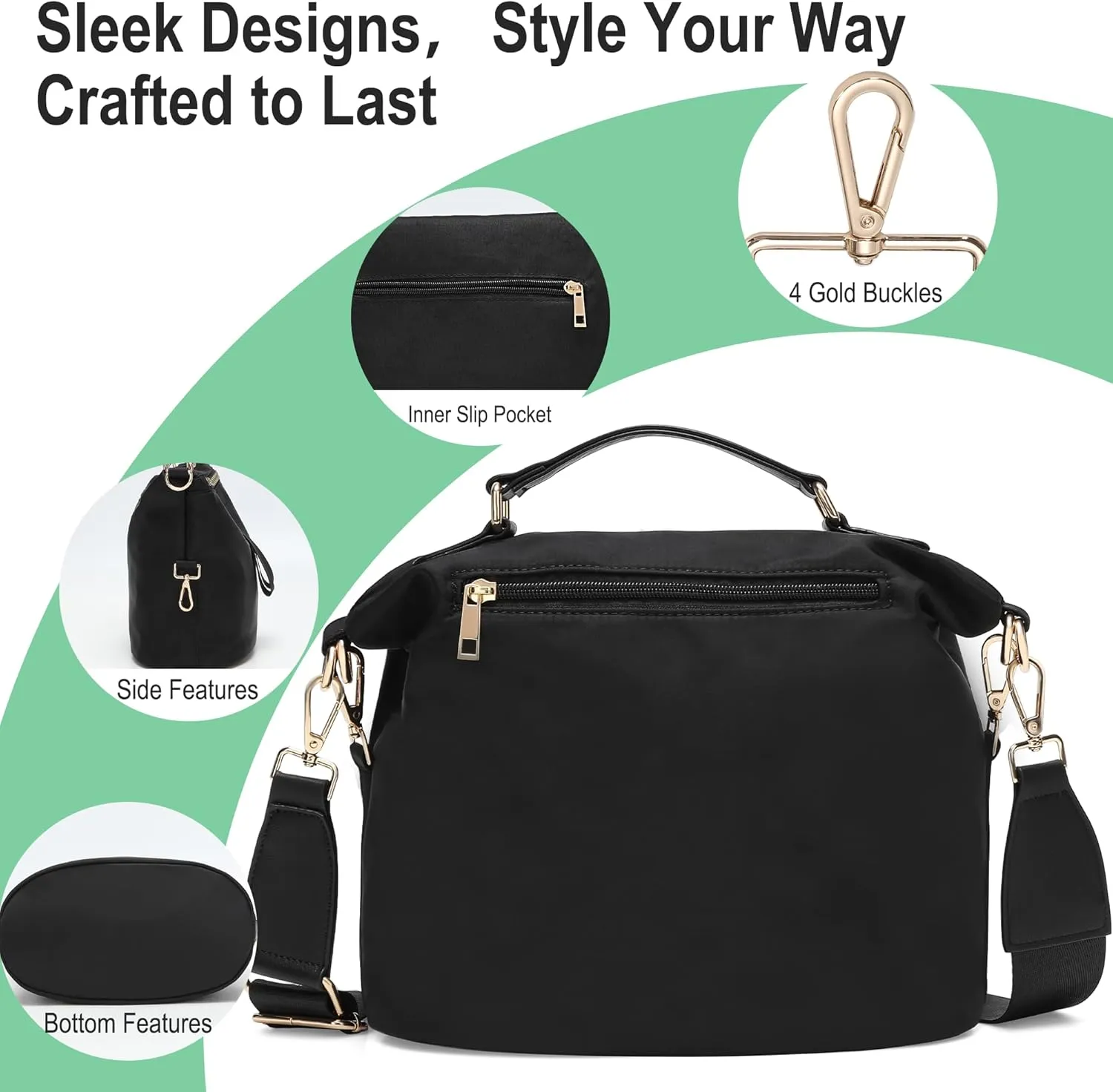 Women's Crossbody Bag - Soft Cloth Shoulder Bag, Lightweight Waterproof Purse, Stylish Slash-Proof Casual Bag